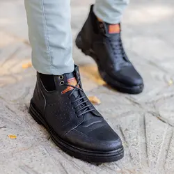 کفش چرم مشکی مردانه ( بوت ساقدار ) کلاسیک