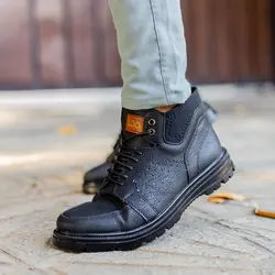 کفش چرم مشکی مردانه ( بوت ساقدار ) کلاسیک