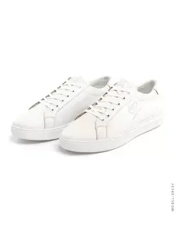 کفش چرم تخت صاف مردانه رنگ سفید