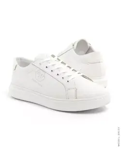 کفش چرم تخت صاف مردانه رنگ سفید