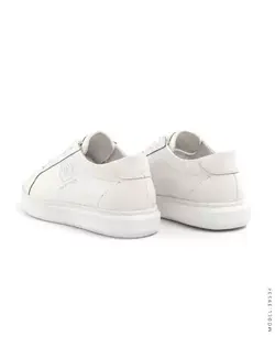 کفش چرم تخت صاف مردانه رنگ سفید