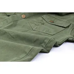 مانتو کلاهدار کتان سبز یشمی دکمه فلزی دخترانه