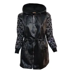 مانتو یا کاپشن چرم کلاهدار زنانه philip plein