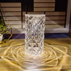 آباژور استوانه ای کریستال LED با ریموت کنترل تغییر رنگ