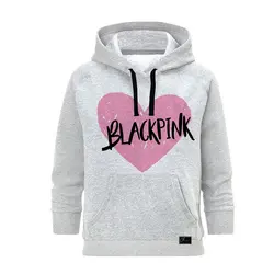 هودی دخترانه طوسی پارچه ملانژ Black Pink