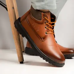 نیم بوت چرم مردانه (قهوه ای) برند Ecco کلاسیک