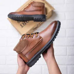 نیم بوت چرم مردانه (قهوه ای) برند Ecco کلاسیک