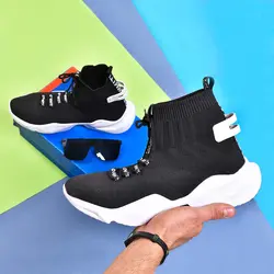 نیم بوت جورابی (ساقدار) مردانه مشکی با لژ جدید