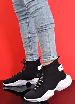 نیم بوت جورابی (ساقدار) مردانه مشکی با لژ جدید