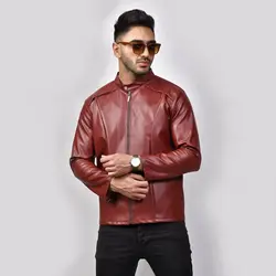 کاپشن چرم پسرانه (قهوه ای) مدل ساده بدون طرح جدید