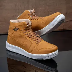 کفش ساقدار اسپرت مردانه (خردلی) چرم مصنوعی جدید