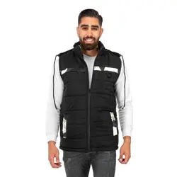 جلیقه پافر مشکی کلاهدار مدل مردانه جدید