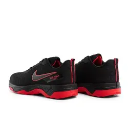 کفش چرم مشکی مردانه ترکیب رنگ قرمز