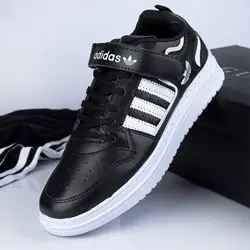 کفش چرم تخت مردانه مشکی سه خط Adidas