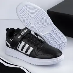 کفش چرم تخت مردانه مشکی سه خط Adidas