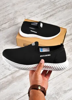 کفش کتانی مردانه (اسکیچرز) مشکی بدون بند مدل راحتی