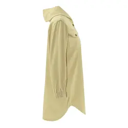 مانتو کرم کتان کلاهدار جیب زاپ دار دخترانه