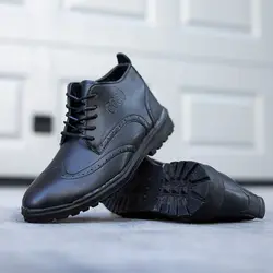 کفش نیم بوت چرم مشکی کلاسیک مدل مردانه