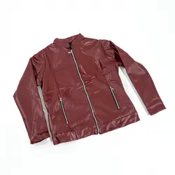 کاپشن چرم مردانه (قهوه ای) زرشکی مدل چرمی ساده شیک