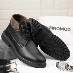 نیم بوت چرم مردانه (کفش ساقدار) مشکی کلاسیک