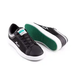 کفش چرم تخت صاف اسپرت مشکی مدل مردانه