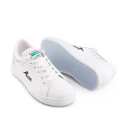 کفش چرم اسپرت سفید تخت صاف مردانه 2024