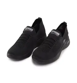 کفش کتانی بافت مردانه مشکی مدل Skechers