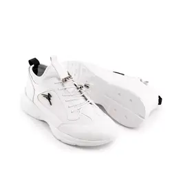 کفش چرم اسپرت سفید مردانه مدل نیم ساق