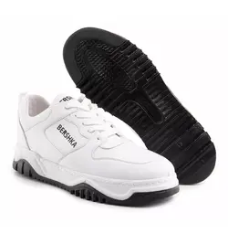 کفش چرم سفید اسپرت مردانه مدل Bershka