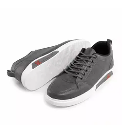 کفش چرم طوسی مردانه مدل اسپرت روزمره تخت صاف