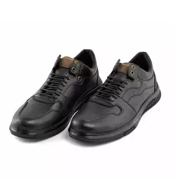 کفش چرم مشکی اسپرت مردانه مدل روزمره