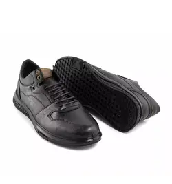 کفش چرم مشکی اسپرت مردانه مدل روزمره