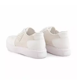 کفش چرم اسپرت سفید تخت صاف مردانه برند Prada