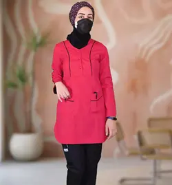 اسکراب پزشکی زنانه مدل Sun85 – رنگ قرمز/شلوارمشکی