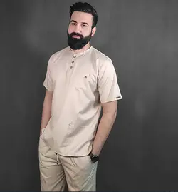 اسکراب و شلوار مدل سه دکمه رنگ کرم