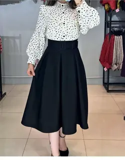 دامن مجلسی پیله دار همراه با کمربند