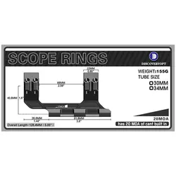 پایه دوربین تفنگ یک تکه دیسکاوری با شیب ۲۰ MOA