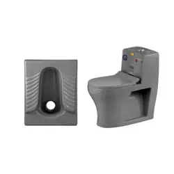 ست توالت فرنگی و توالت ایرانی طوسی تیره