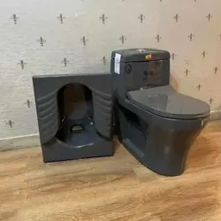 ست توالت فرنگی و توالت ایرانی طوسی تیره