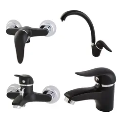 ست 4 تیکه شیرآلات صدف مشکی کروم