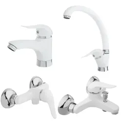 ست 4 تیکه شیرآلات صدف سفیدکروم