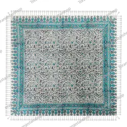 سفره قلمکاری سبز آبی طرح بته بادامی سایزبندی