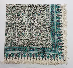 سفره قلمکاری سبز آبی طرح بته بادامی سایزبندی