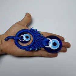 چشم نظر مکرومه بافی مدل آویز دیواری دوقلو