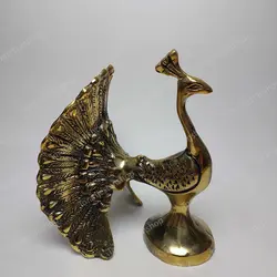 مجسمه طاووس برنجی برنزی دم چتری دو طرفه