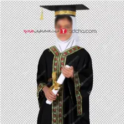 فایل psd لباس فارغ التحصیلی محجبه با مقنعه سفید قابل مونتاژ