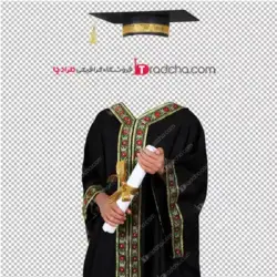 فایل psd لباس فارغ التحصیلی محجبه با مقنعه سفید قابل مونتاژ