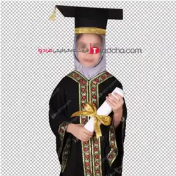 فایل psd لباس فارغ التحصیلی محجبه با مقنعه رنگی قابل مونتاژ