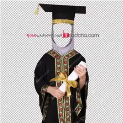 فایل psd لباس فارغ التحصیلی محجبه با مقنعه رنگی قابل مونتاژ