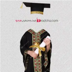 فایل psd لباس فارغ التحصیلی محجبه با مقنعه رنگی قابل مونتاژ